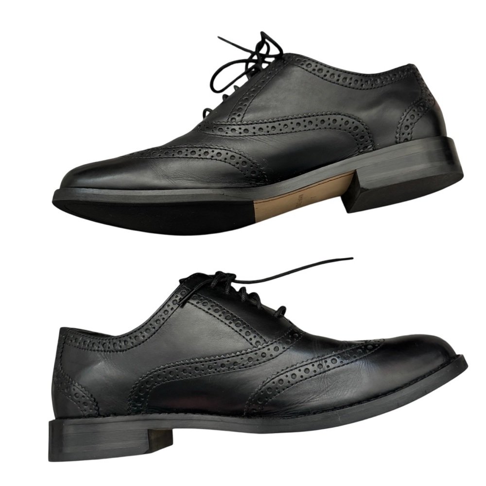 Cole Haan Black Leather Wingtip Oxfords